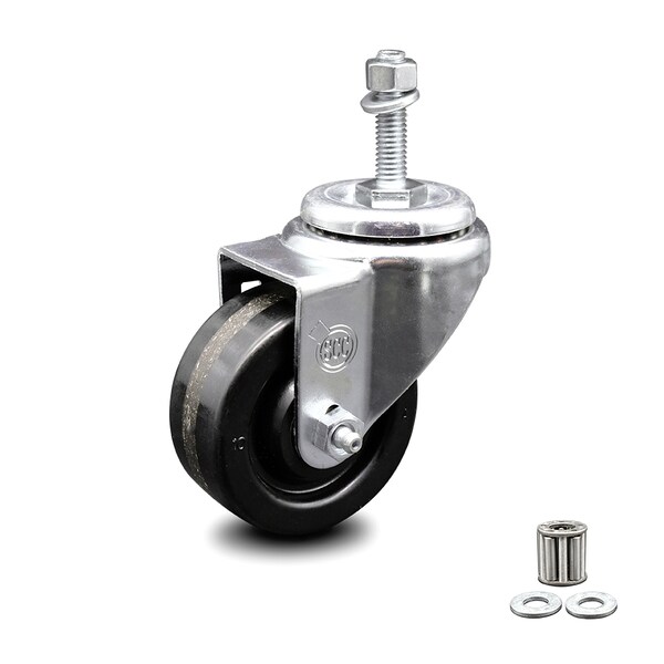 3.5 Inch Phenolic Wheel Swivel 3/8 Inch Threaded Stem Caster